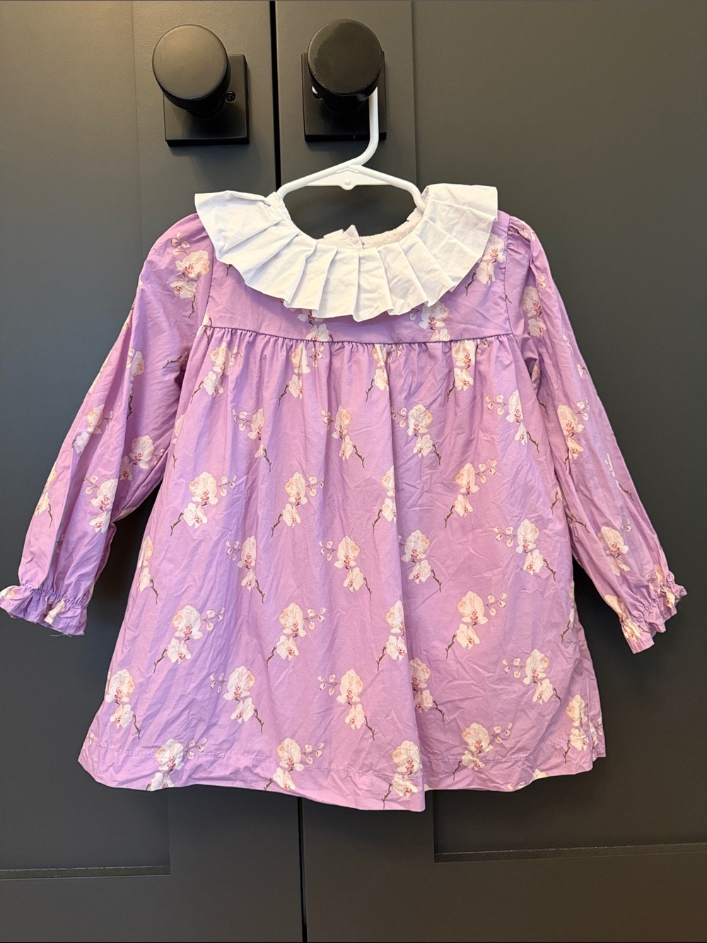 Cecil and Lou Purple Long Sleeve Floral Dress with Collar